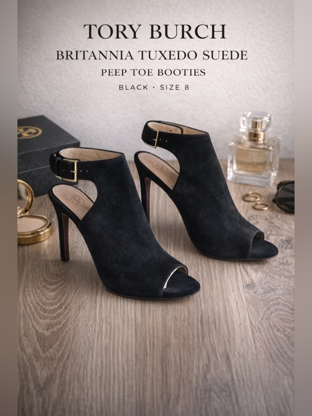 TORY BURCH: Britannia Tuxedo Suede Bootie Size 8 LNC